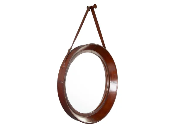 Milo Round Hanging Mirror Mirrors Brown