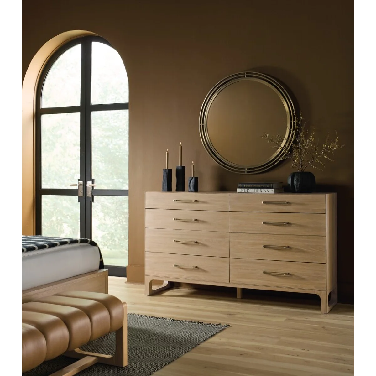 Banyon Bay Round Mirror Bedroom Mirrors Gold 7
