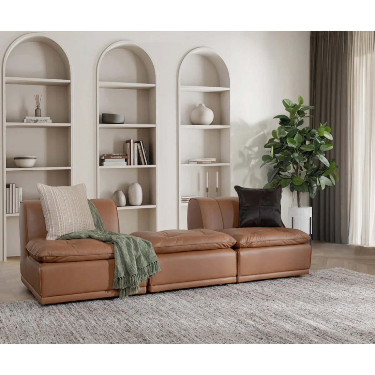 Haven Upholstered Armless Chair White Chairs Brown 12