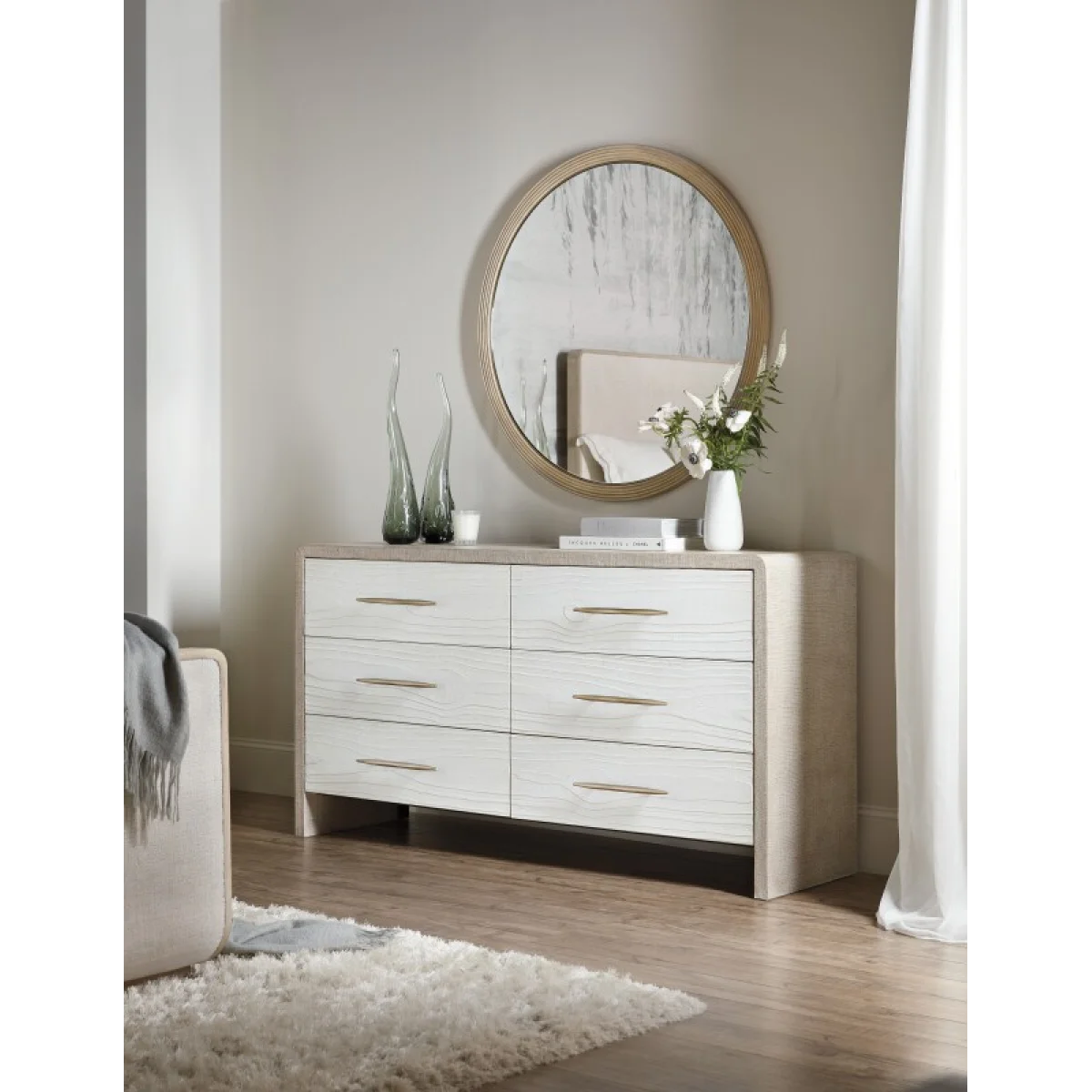 Cascade Round Mirror Bedroom Mirrors Brown 6