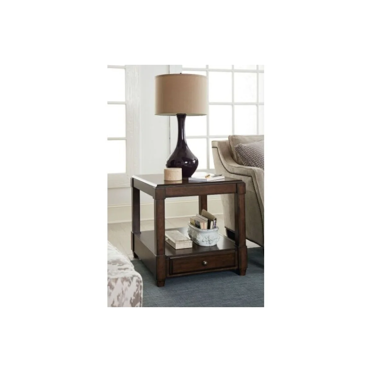 Halsey Rectangular Drawer End Table End tables Brown 6