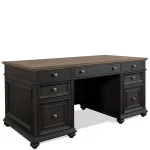 Executive Desk Desks Antique Oak/matte Black 13