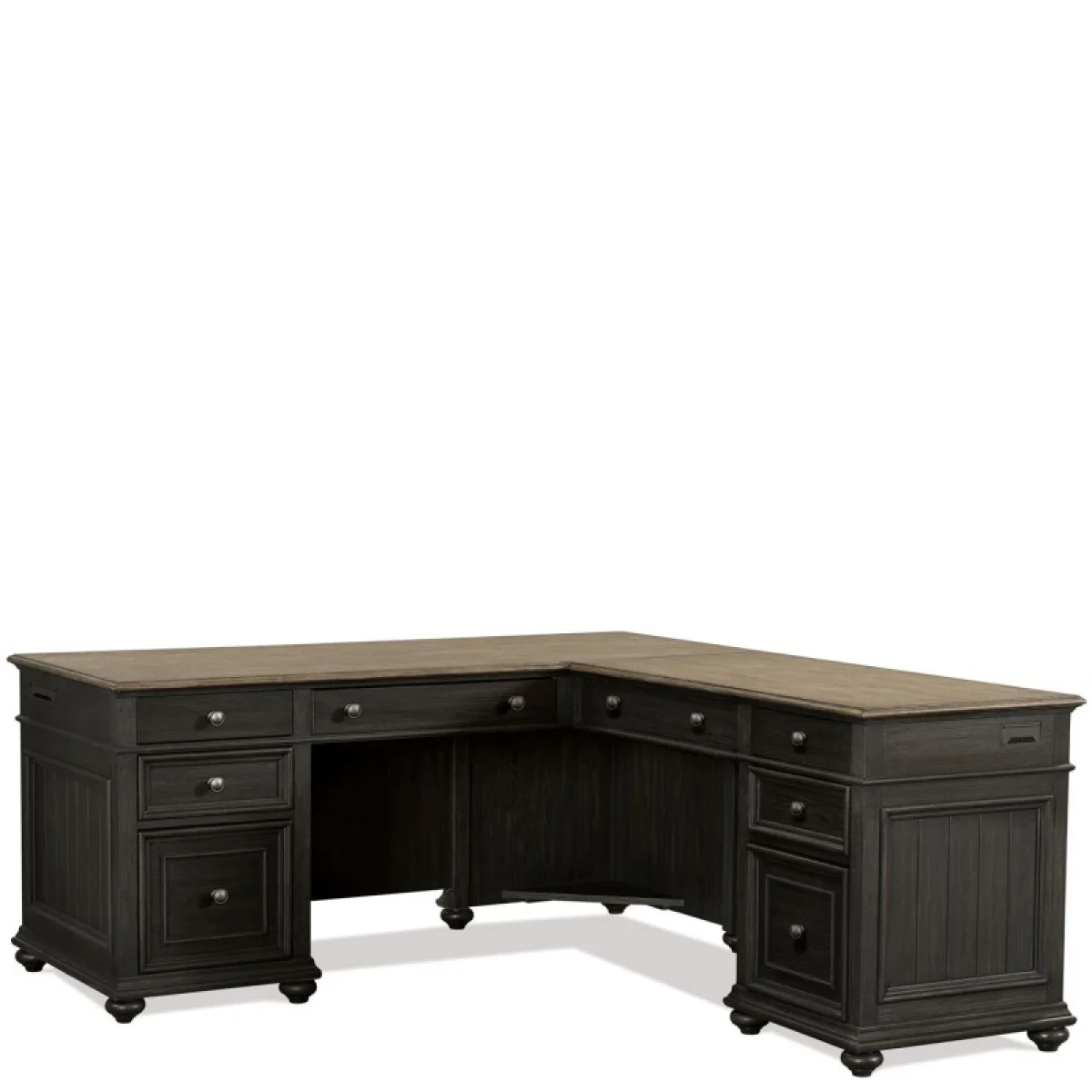 L-desk And Return Desks Antique Oak/matte Black 4