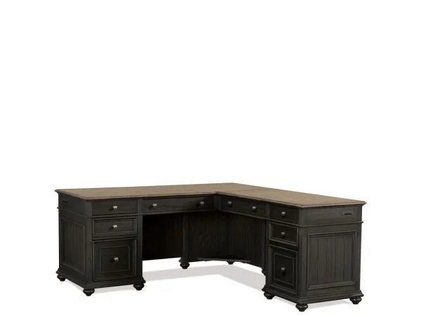 L-desk And Return Desks Antique Oak/matte Black