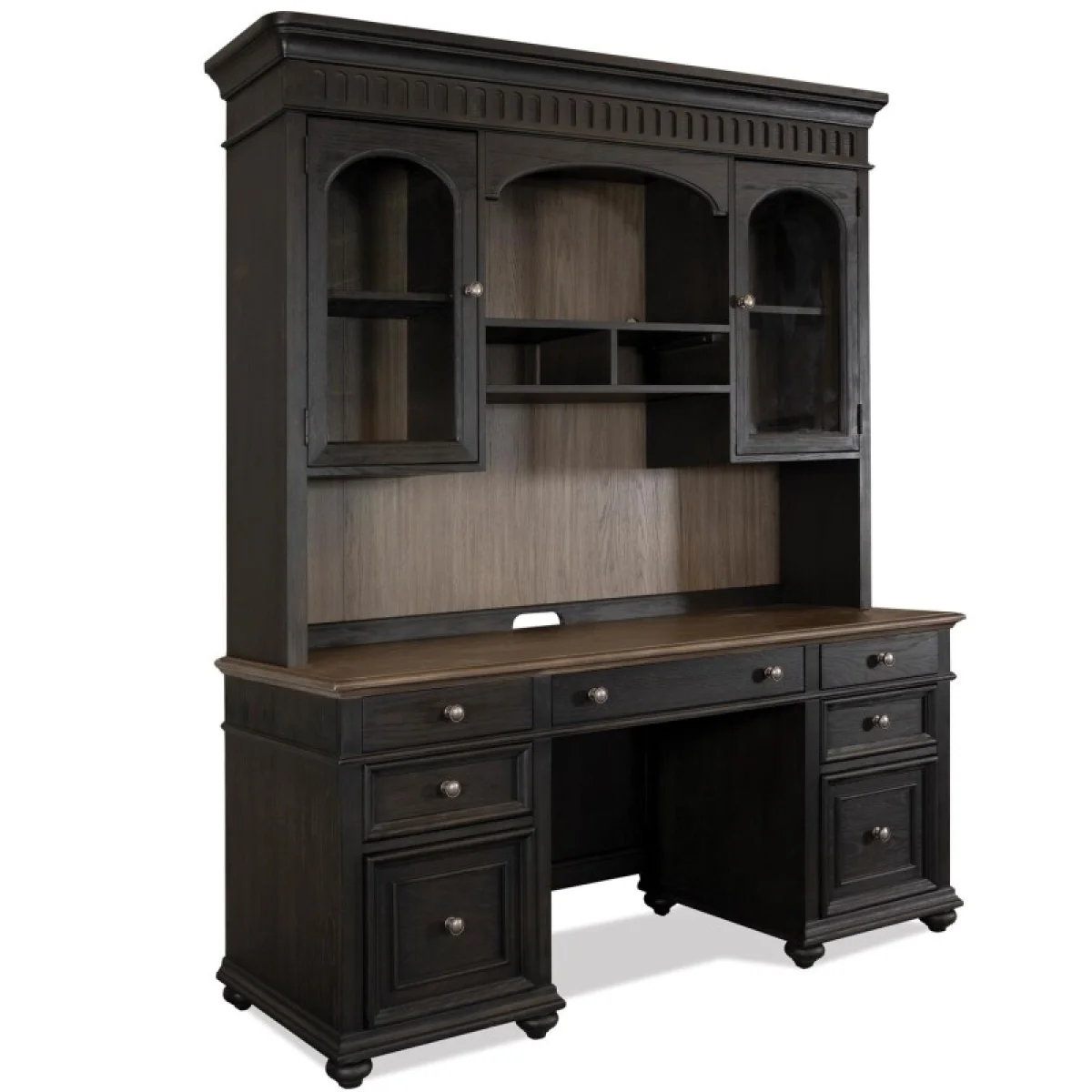Credenza Desks Antique Oak/matte Black 10