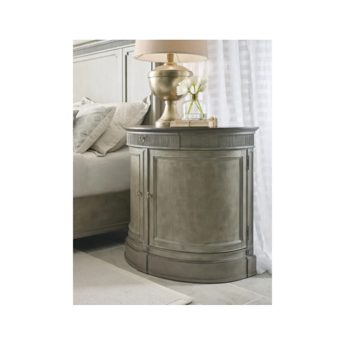Savona Demilune Bachelor Chest Versaille Finish W/elm Top Nightstands American Drew 4