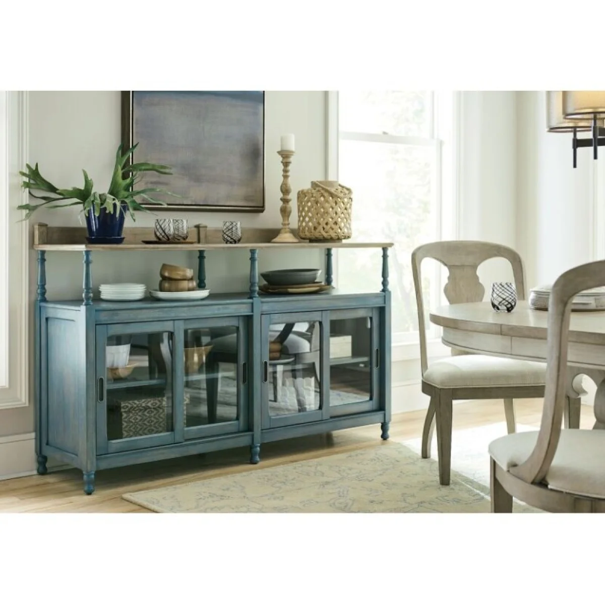 Litchfield Dorset Credenza Blue Dining Storage American Drew 4