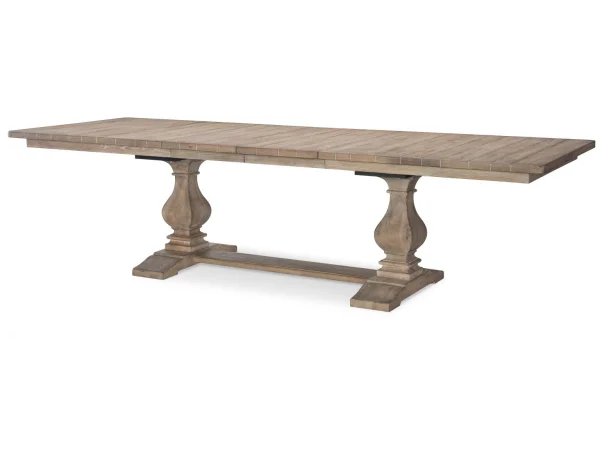 Complete Rect. Trestle Table Dining Sets Brown