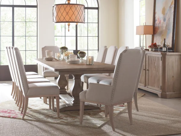 Complete Rect. Trestle Table Dining Sets Brown 18
