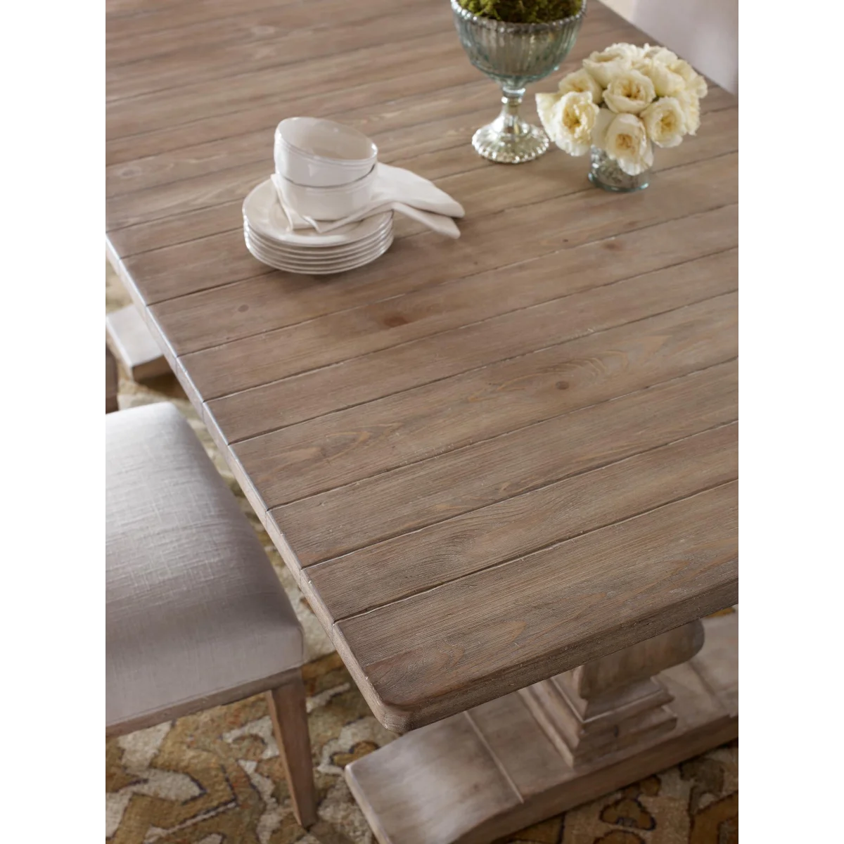 Complete Rect. Trestle Table Dining Sets Brown 10