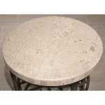 Round End Table End tables Alabaster Travertine 25
