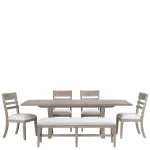 58″ Uph Dining Bench 1in Chairs & Benches Brown 25