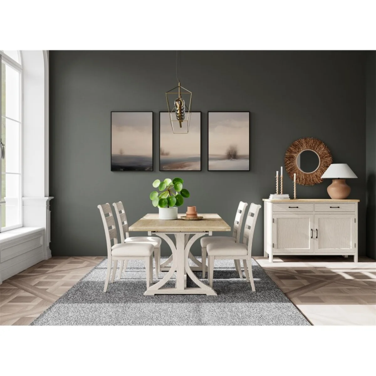 Rectangle Dining Table Dining Tables Aged White/wheat 9