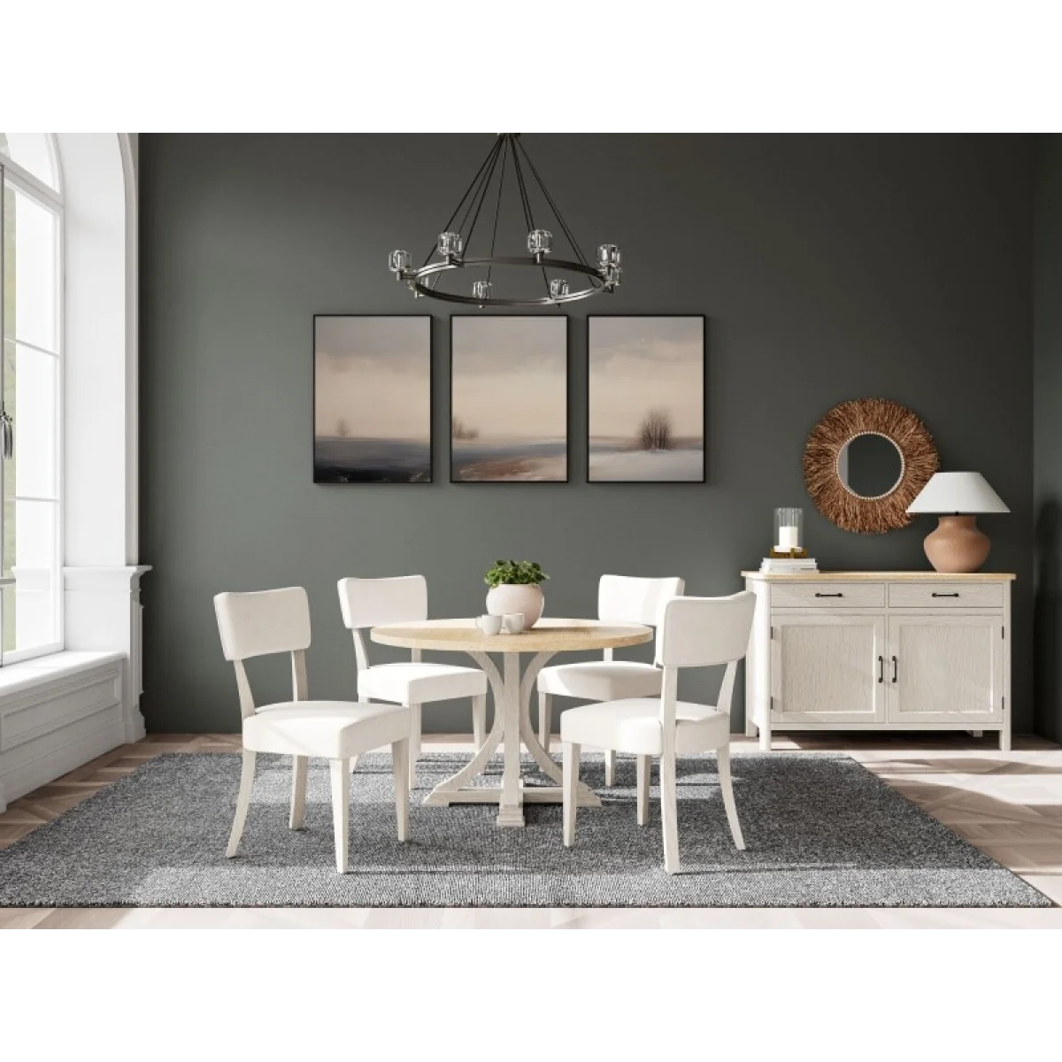 Round Dining Table Dining Tables Aged White/wheat 9