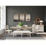 58″ Uph Dining Bench 1in Chairs & Benches Aged White/wheat 17