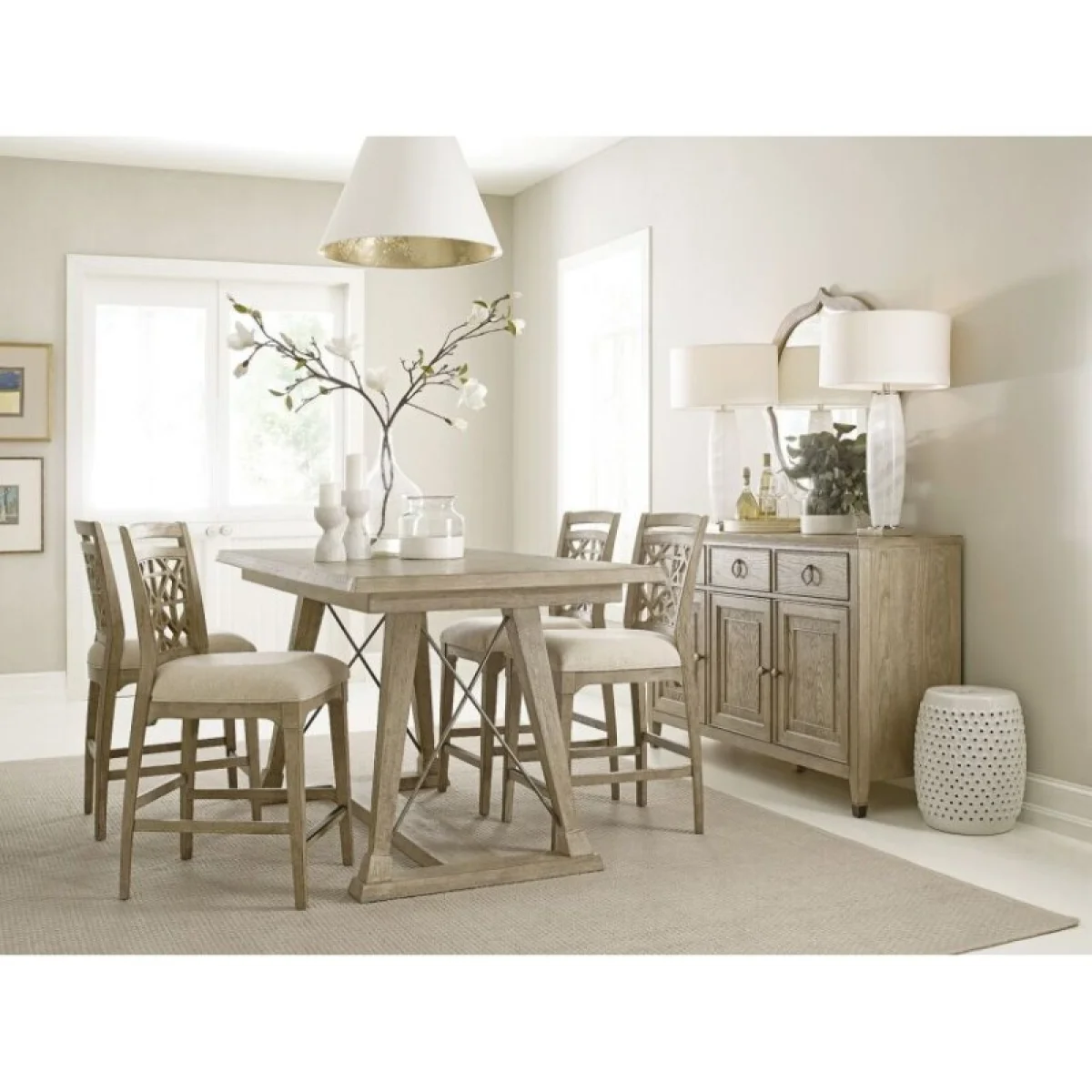 Vista Clayton Counter Height Trestle Table Complete Dining Tables American Drew 4