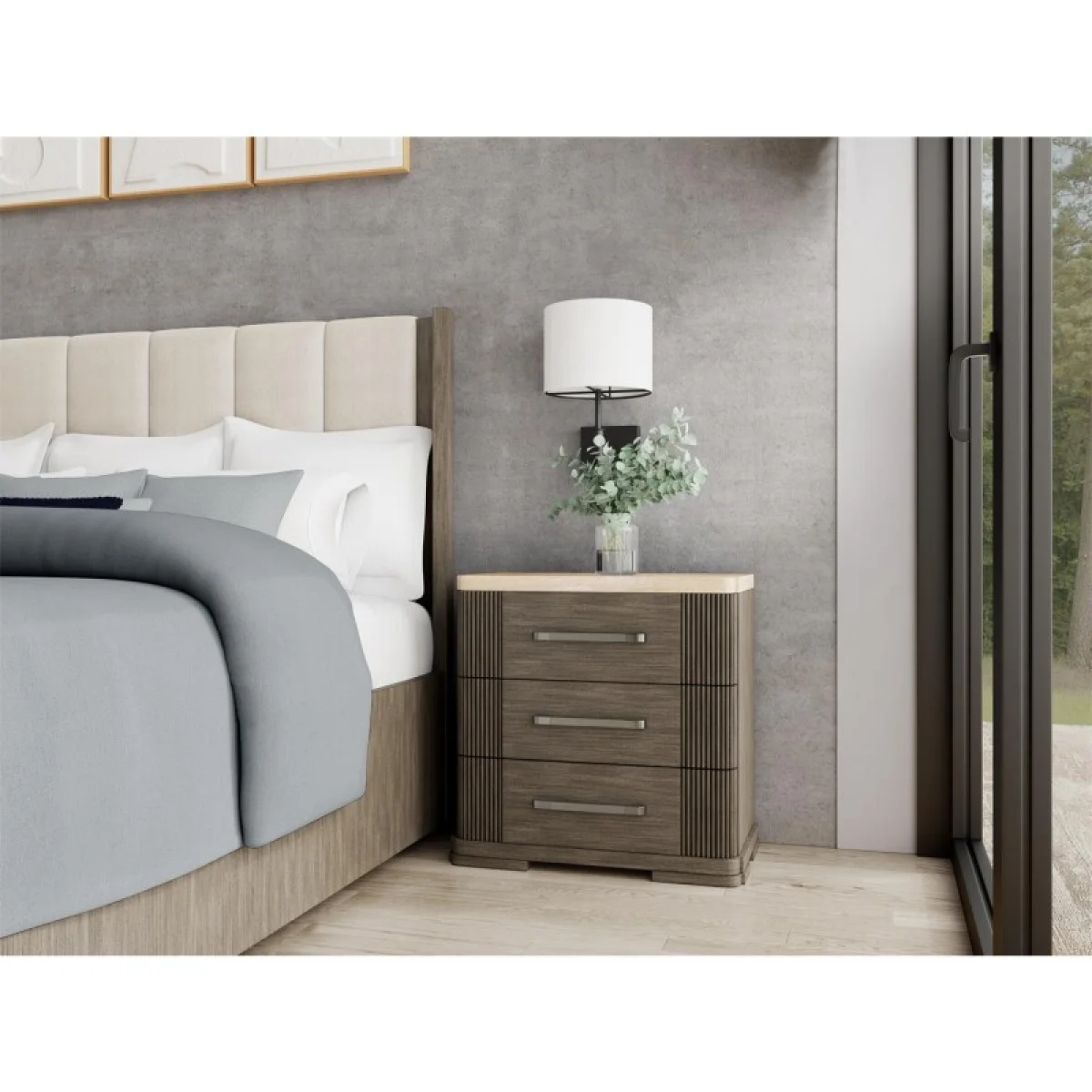 3 Drawer Ns Stone Top Nightstands Brown 18
