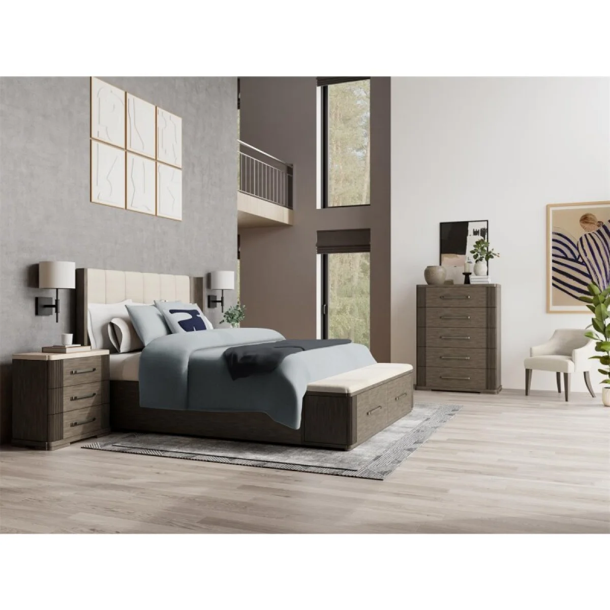 3 Drawer Ns Stone Top Nightstands Brown 7