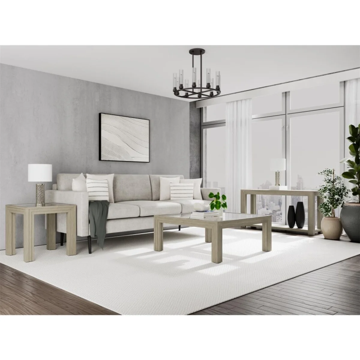 Glass Top End Table End tables Cream 4