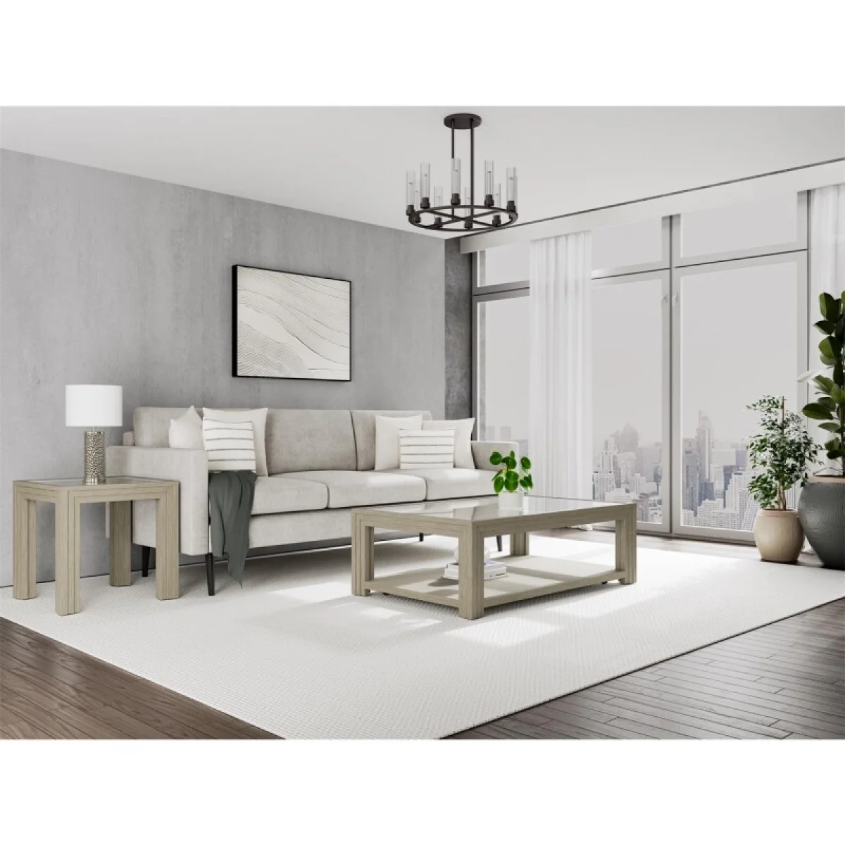 Glass Top End Table End tables Cream 6