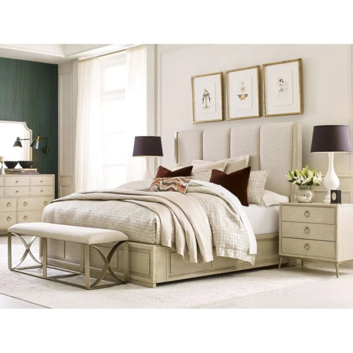 Lenox Siena Upholstered Cal King Bed Complete Beds American Drew 4