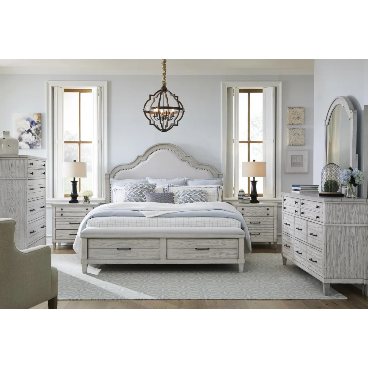 Upholstered Panel Bed W Stg Fb K 6/6 Beds Beds 7