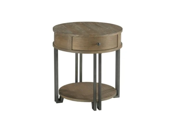 Saddletree-hamilton Round Chairside Table Chairside Tables Brown