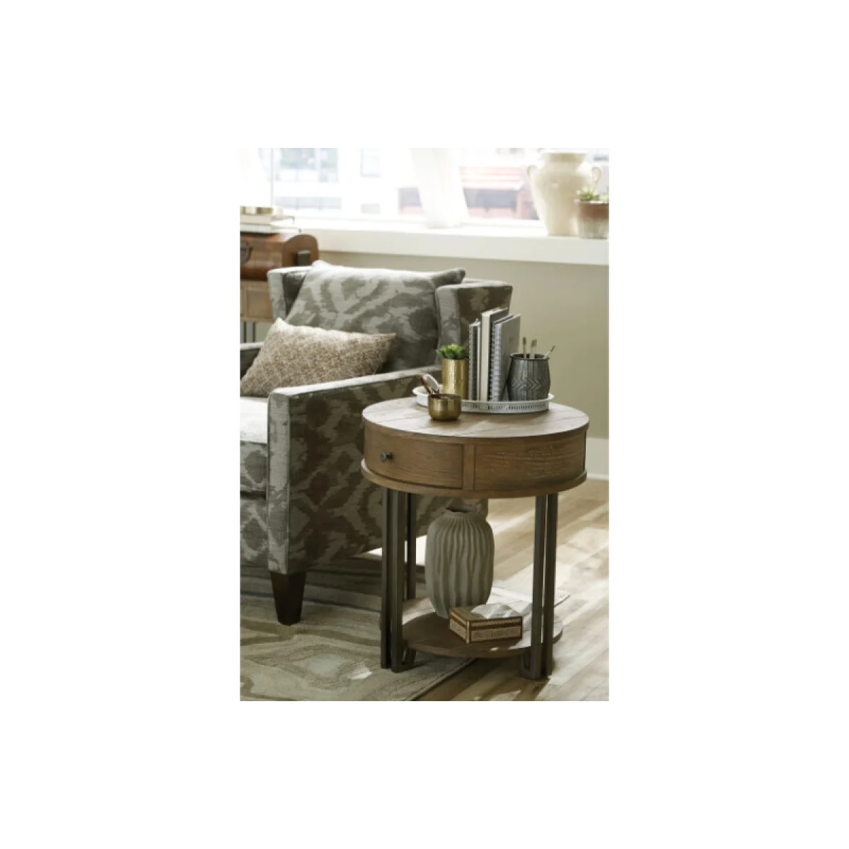 Saddletree-hamilton Round Chairside Table Chairside Tables Brown 6