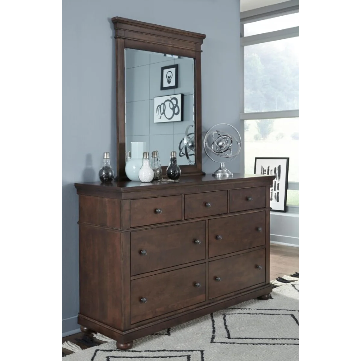 Vertical Mirror Cherry Finish Bedroom Mirrors Brown 6