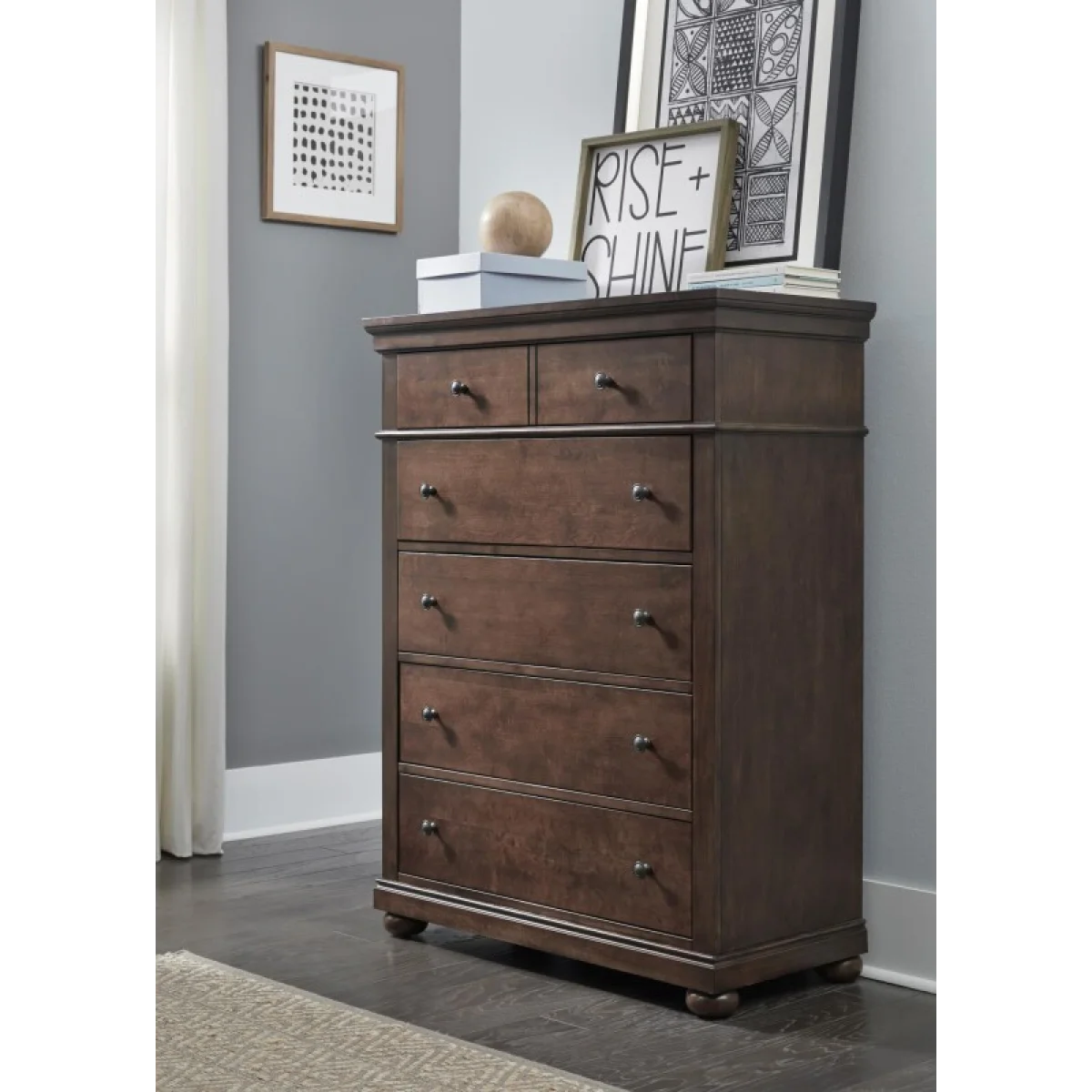 Drawer Chest Cherry Finish Youth Chests Brown 6