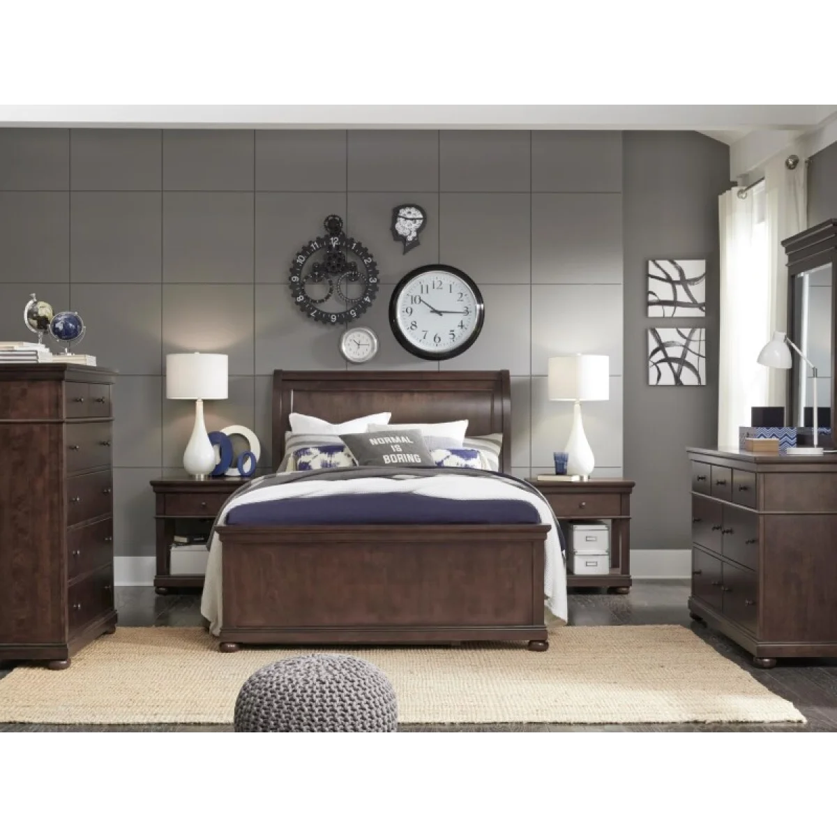 Open Night Stand Cherry Finish Youth Nightstands Brown 9
