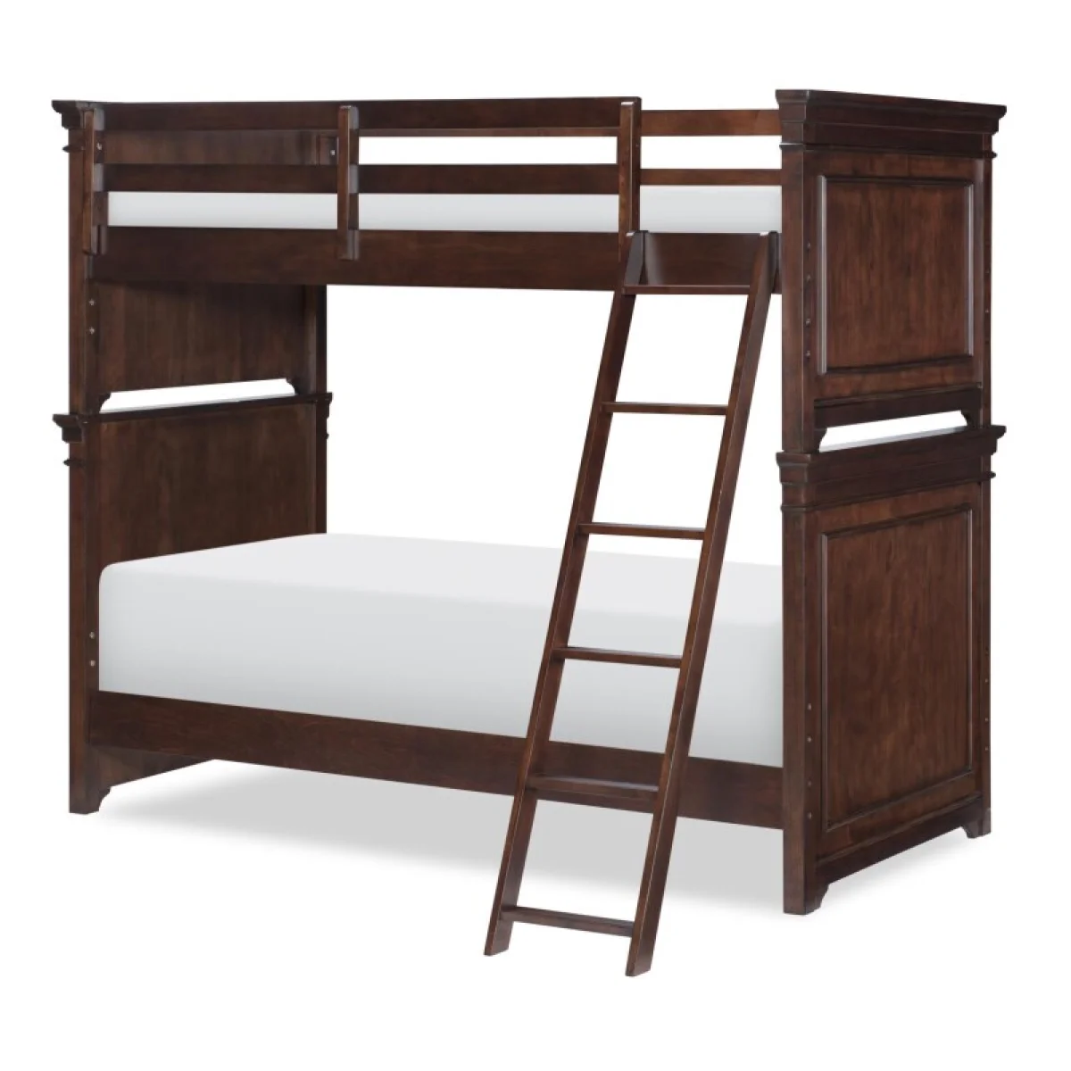 Complete Twin Over Twin Bunk 33 33 Cherry Finish Youth Beds Brown 4