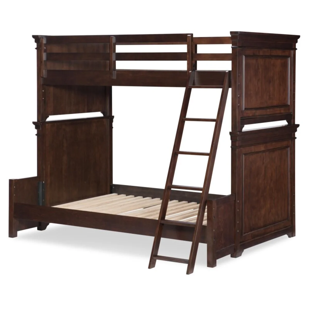 Twin Over Full Bunk 33 46 Cherry Finish Youth Beds Brown 10