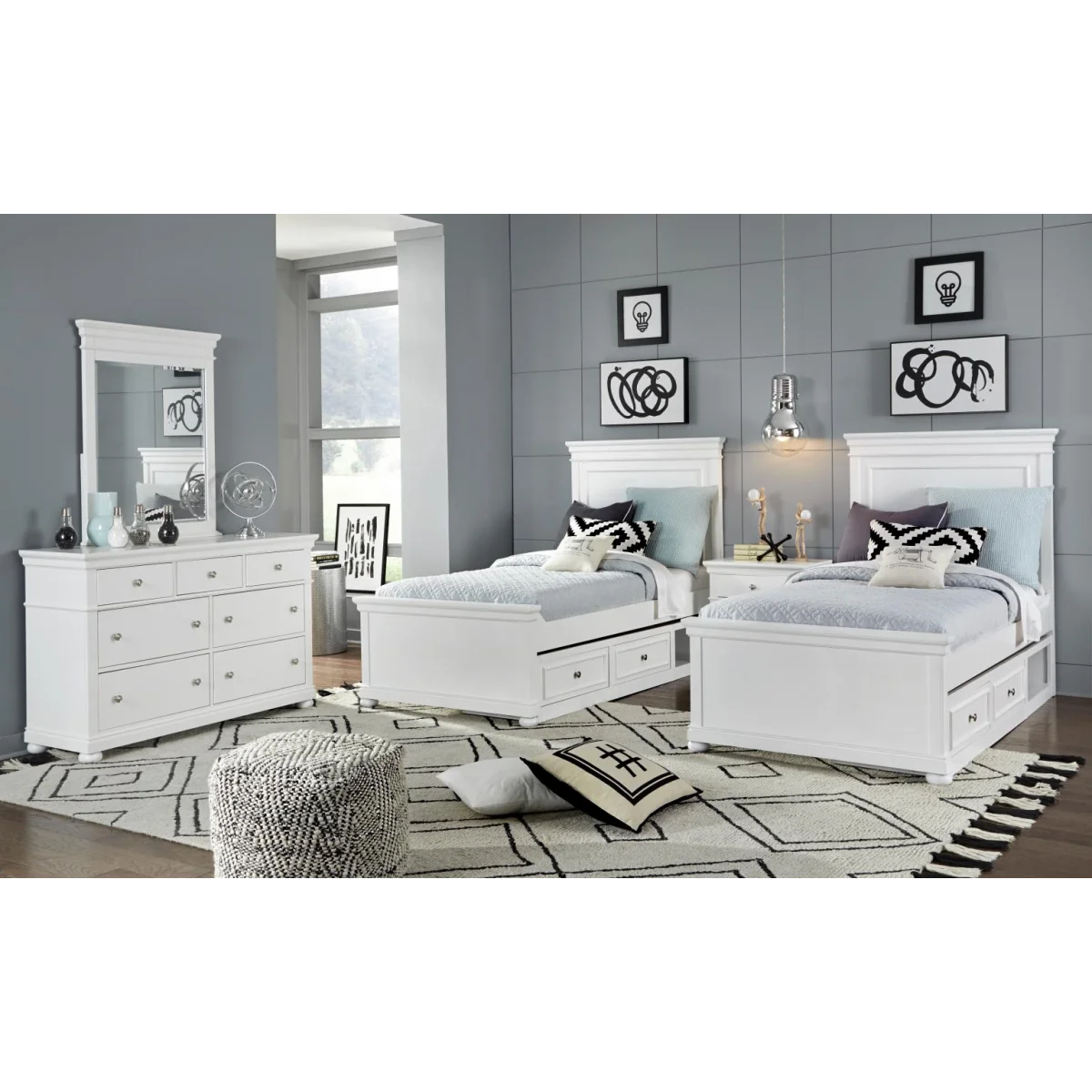 Complete Panel Bed F 46 White Finish Youth Beds Legacy Classic Furniture 8