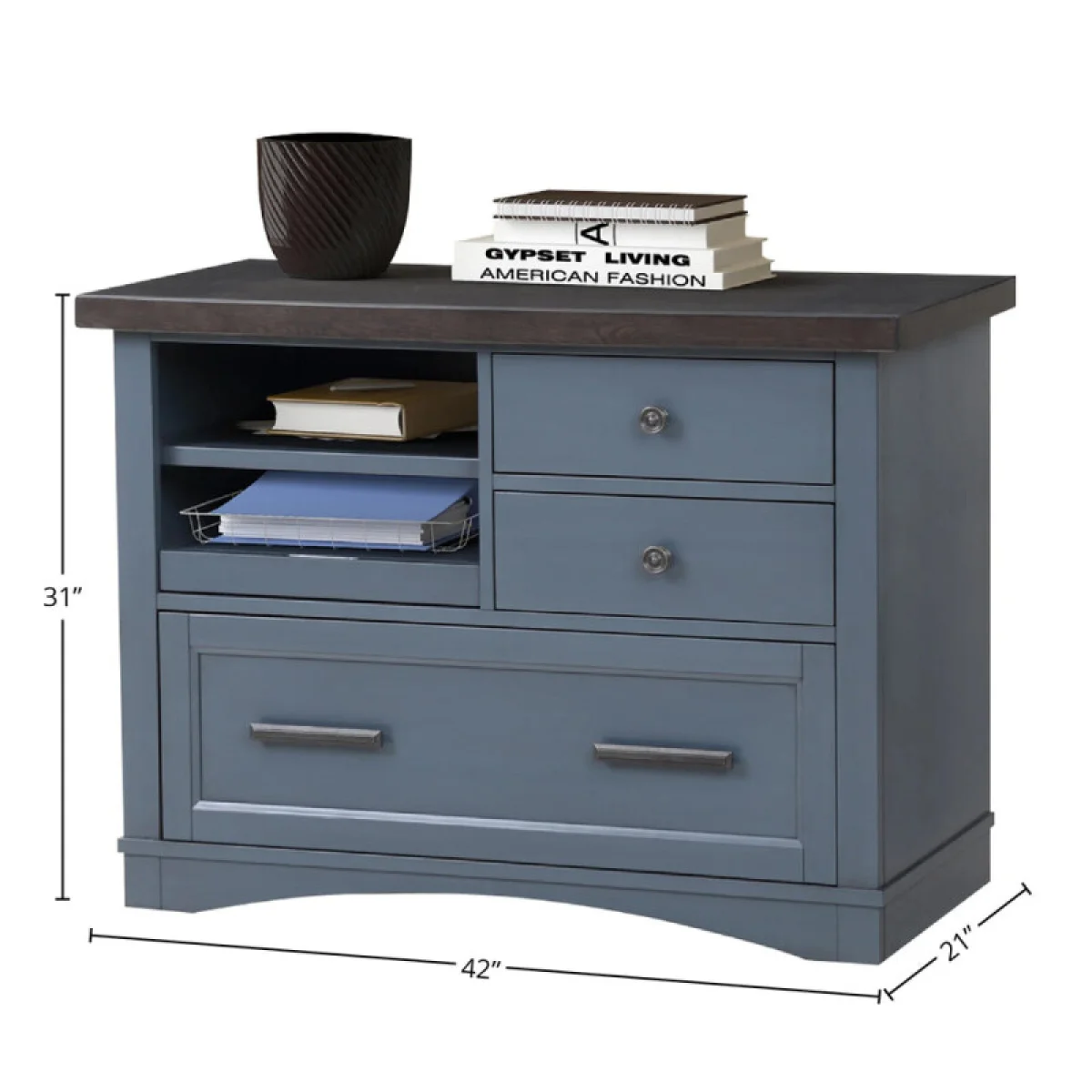 Americana Modern – Denim Functional File With Power Center Office Storage blue 8