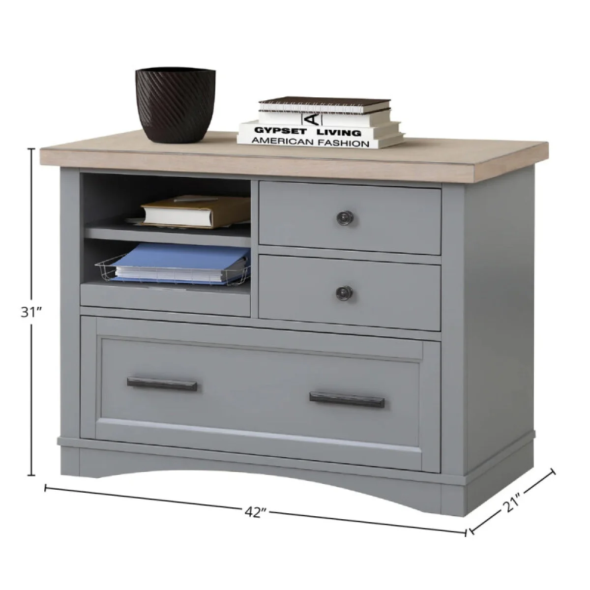 Americana Modern – Dove Functional File With Power Center Office Storage Dove 8
