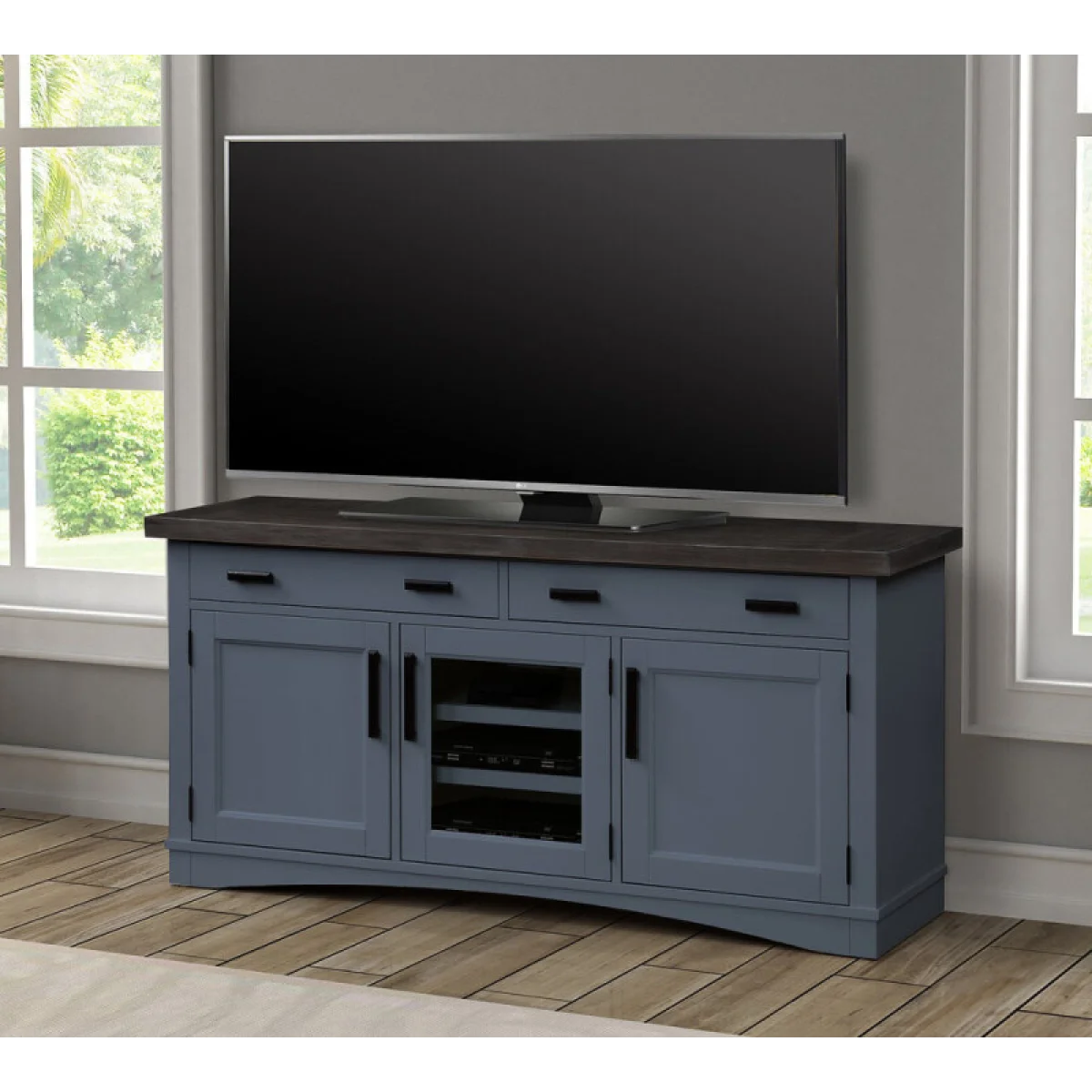 Americana Modern – Denim 63 In. Tv Console Entertainment Stands blue 4