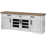 Americana Modern – Cotton 76 In. Tv Console Entertainment Stands Cotton W/ Weathered Natural Top 15