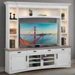 Americana Modern – Cotton 92 In. Tv Console With Hutch And Led Lights Entertainment Stands Cotton 10