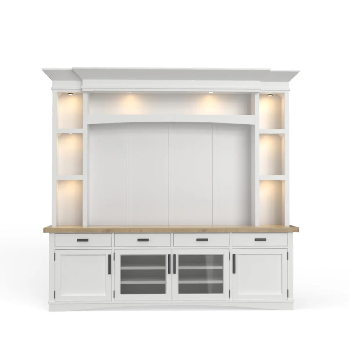 Americana Modern – Cotton 92 In. Tv Console With Hutch, Backpanel And Led Lights Entertainment Stands Cotton 7