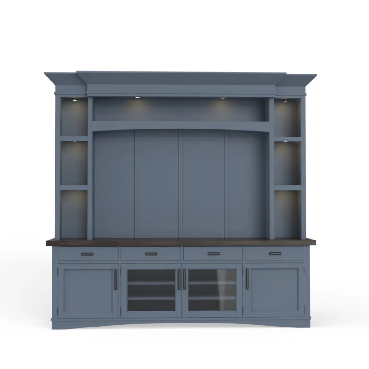 Americana Modern – Denim 92 In. Tv Console With Hutch, Backpanel And Led Lights Entertainment Stands blue 6