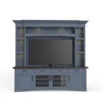 Americana Modern – Denim 92 In. Tv Console With Hutch, Backpanel And Led Lights Entertainment Stands blue 15