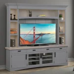 Americana Modern – Dove 92 In. Tv Console With Hutch, Backpanel And Led Lights Entertainment Stands Dove 12