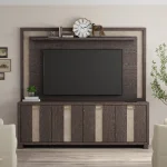 Ascent 90 In. Tv Console With Hutch And Back Panel Entertainment Stands Brown 16