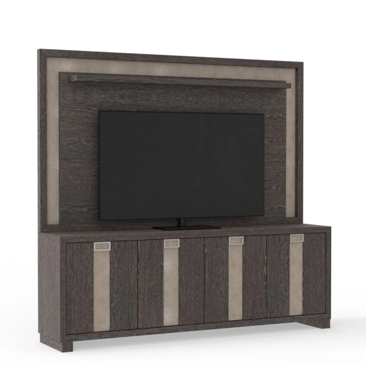Ascent 90 In. Tv Console With Hutch And Back Panel Entertainment Stands Brown 8