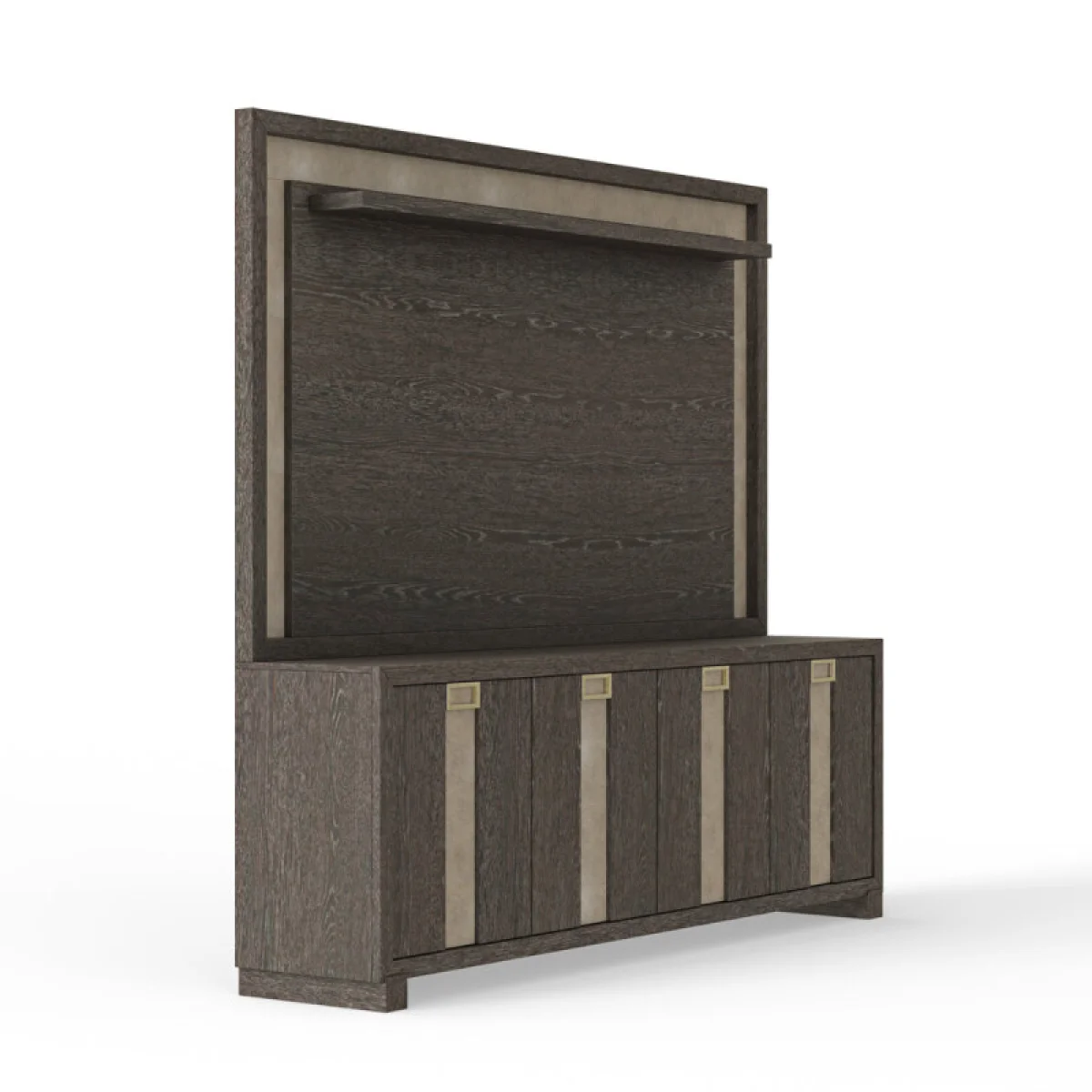 Ascent 90 In. Tv Console With Hutch And Back Panel Entertainment Stands Brown 9