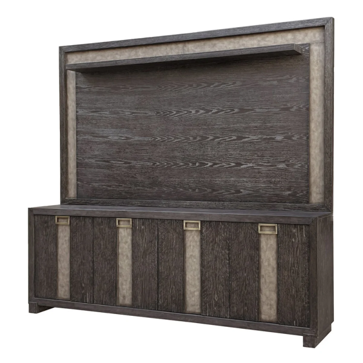 Ascent 90 In. Tv Console With Hutch And Back Panel Entertainment Stands Brown 12