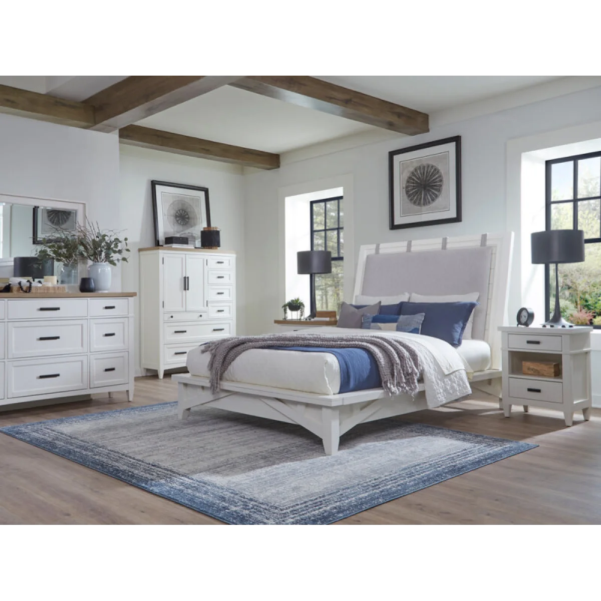 Americana Modern Bedroom King 6/6 Platform Bed (1166hbw_pad/1166fb/115066r) Beds Beds 6