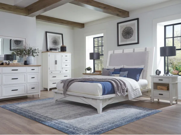 Americana Modern Bedroom King 6/6 Platform Bed (1166hbw_pad/1166fb/115066r) Beds Beds 17