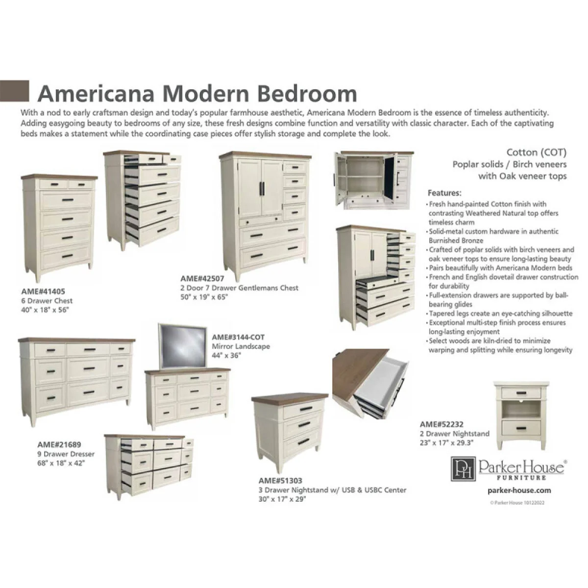 Americana Modern Bedroom King 6/6 Platform Bed (1166hbw_pad/1166fb/115066r) Beds Beds 14